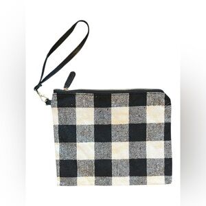 LIB New York Buffalo Check Wristlet Black White Plaid Clutch 8x10